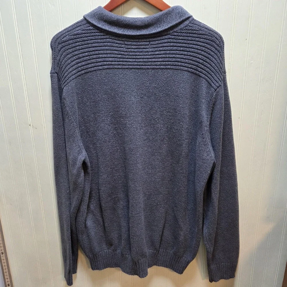 Eddie Bauer Sweater Mens XL‎ Gray Shawl Collar Button 100% Cotton Pullover Knit - Picture 3 of 7